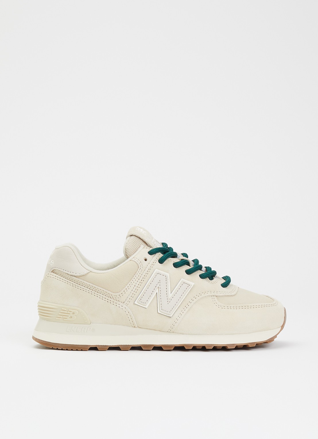 New Balance 574 sneaker van suède - voorkant gebroken wit