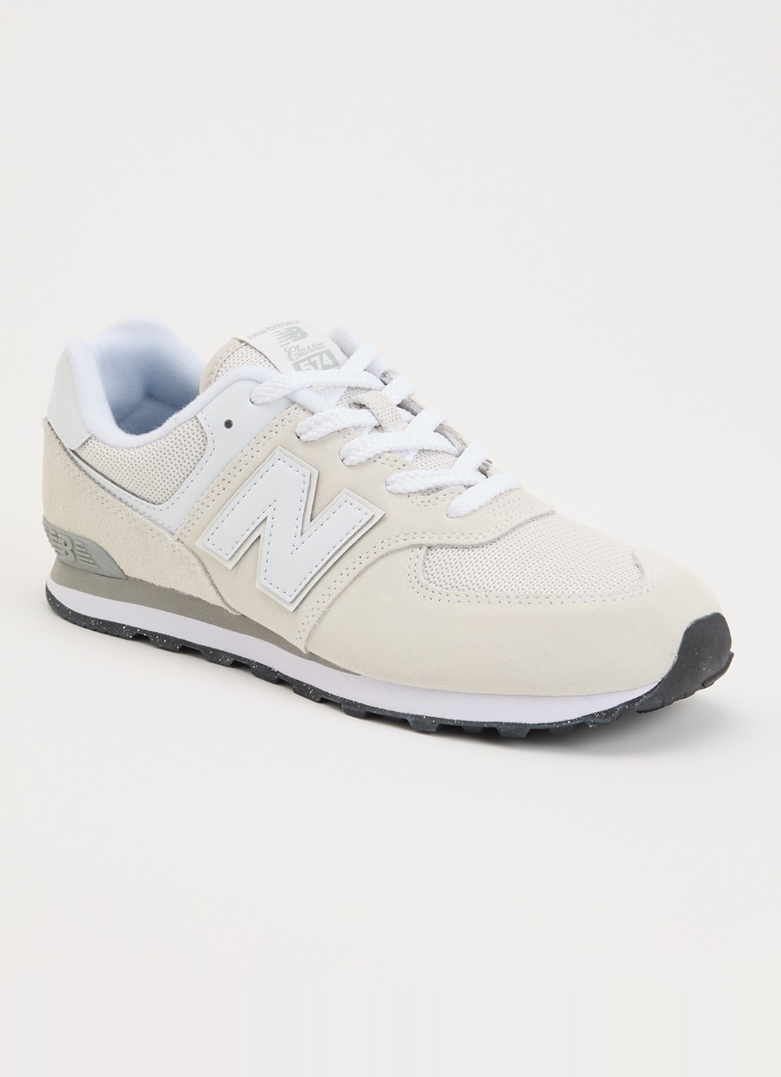 New Balance 574 sneaker van suède - voorkant 2 creme