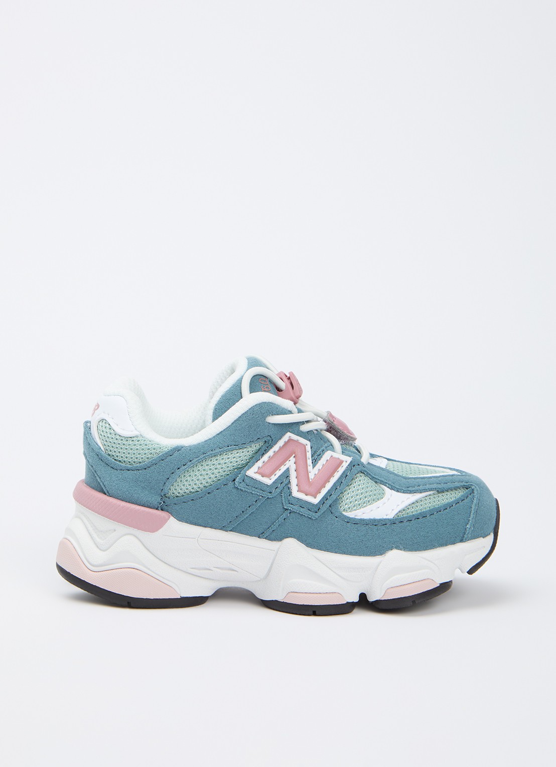 New Balance 9060 sneaker van suède met logo - voorkant 3 staalblauw