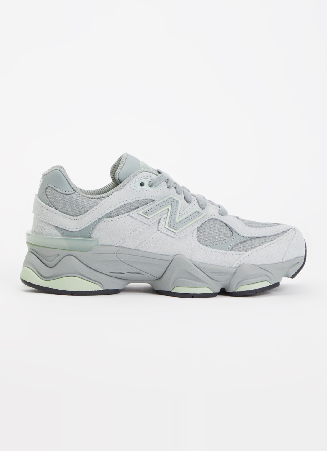 New Balance 9060 sneaker van suède met logo - voorkant 3 olijfgroen