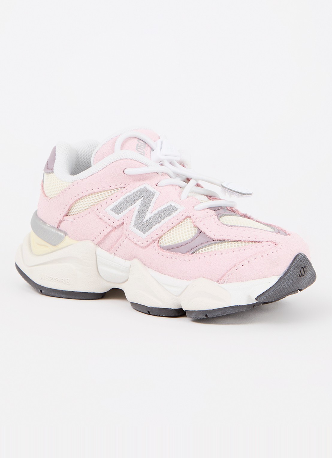 New Balance 9060 sneaker van suède met mesh details - voorkant 2 lichtroze