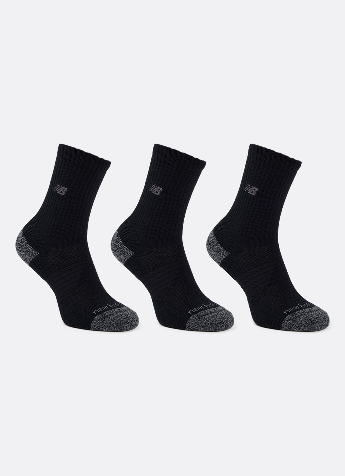 New Balance Active Premium Crew sportsokken in 3-pack - voorkant zwart