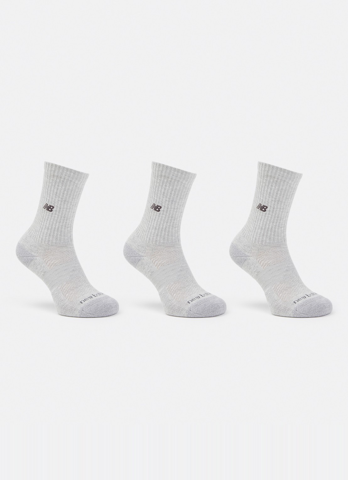 New Balance Active Premium Crew sportsokken in 3-pack - voorkant grijsmele