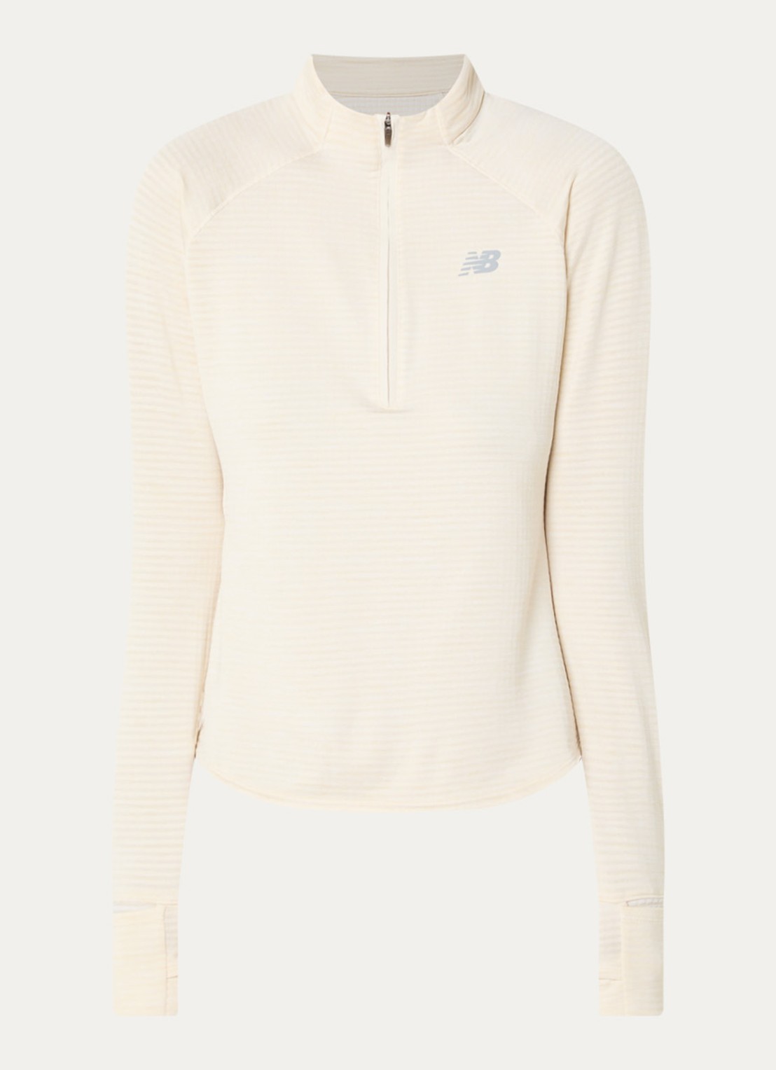 New Balance Athletics Heat pullover met halve rits en logo - voorkant 2 creme