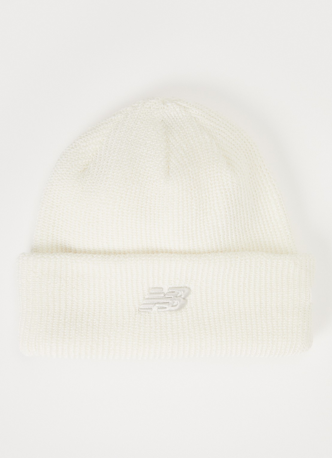 New Balance Grofgebreide muts met logoborduring - voorkant gebroken wit