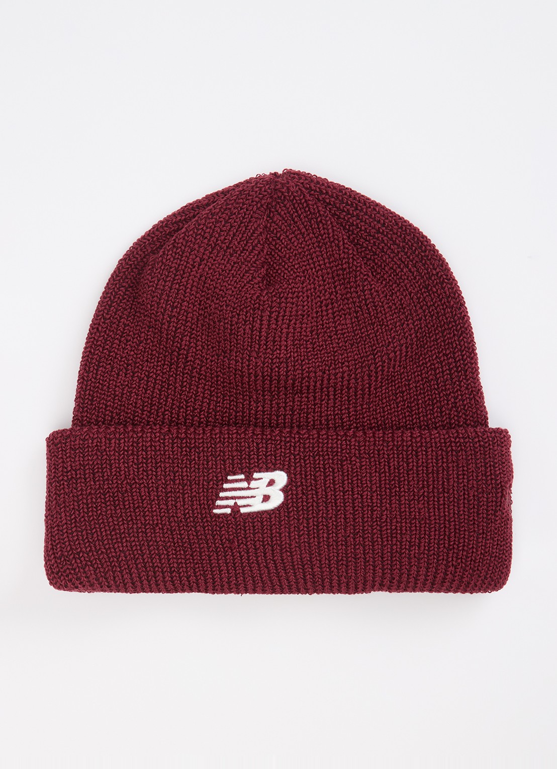 New Balance Grofgebreide muts met logoborduring - voorkant bordeauxrood