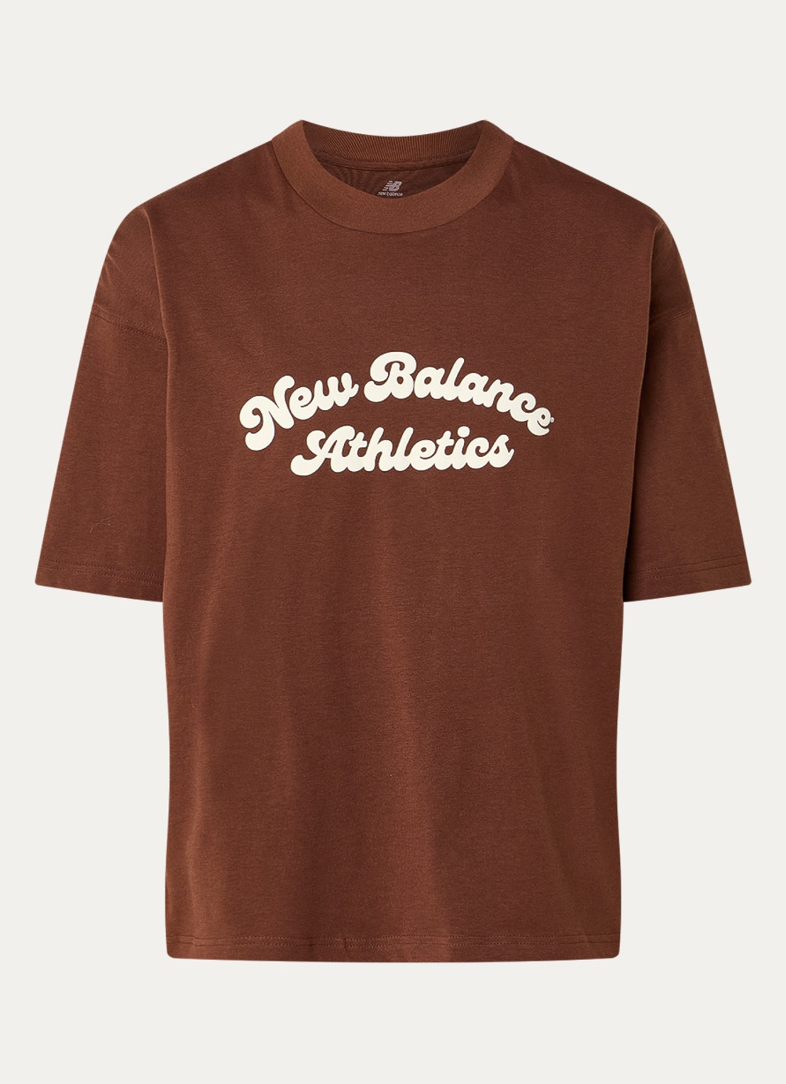 New Balance Heritage T-shirt met logoprint - voorkant hazelnootbruin