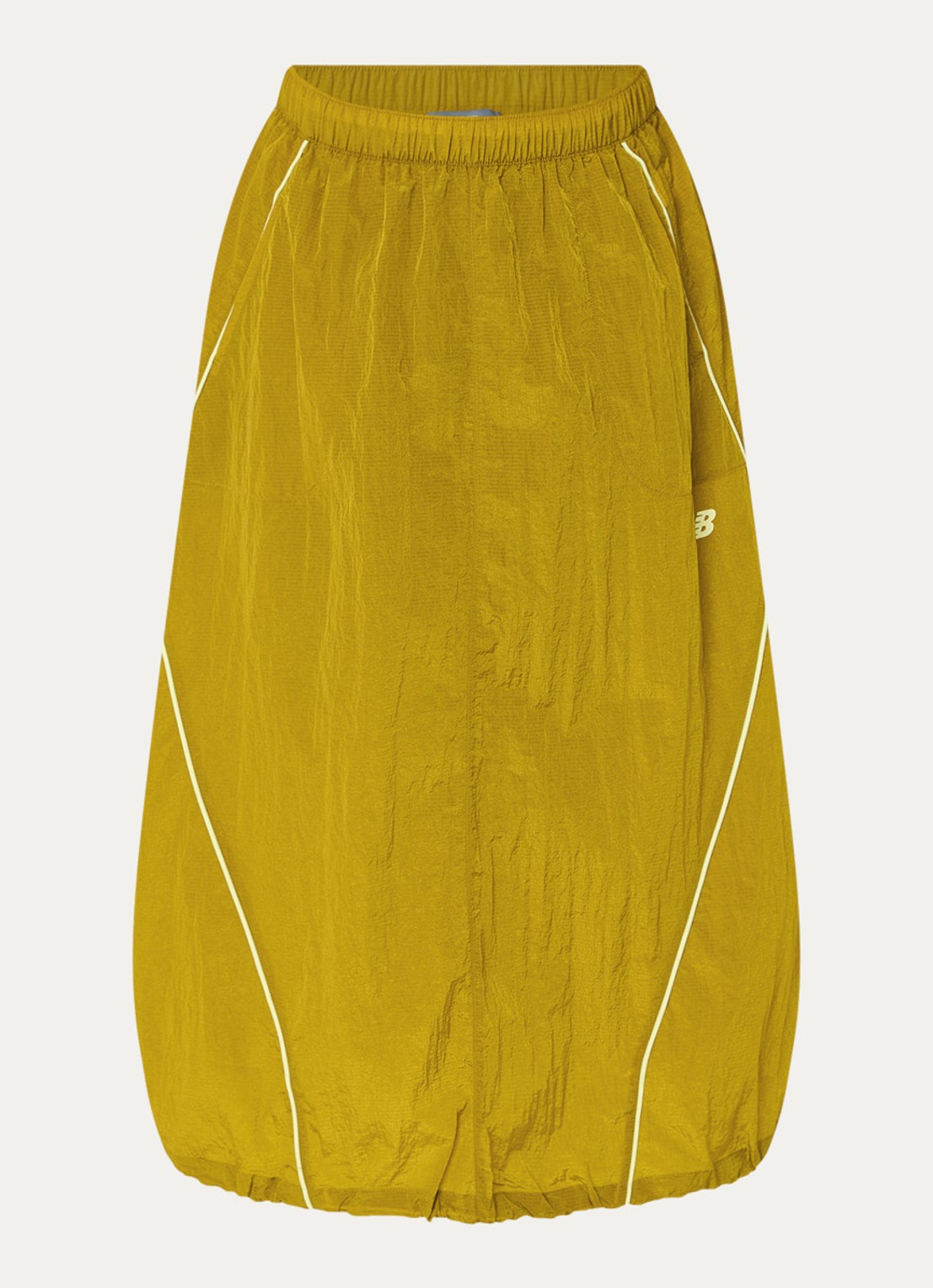 New Balance High waist maxi rok met logo en steekzakken - voorkant okergeel