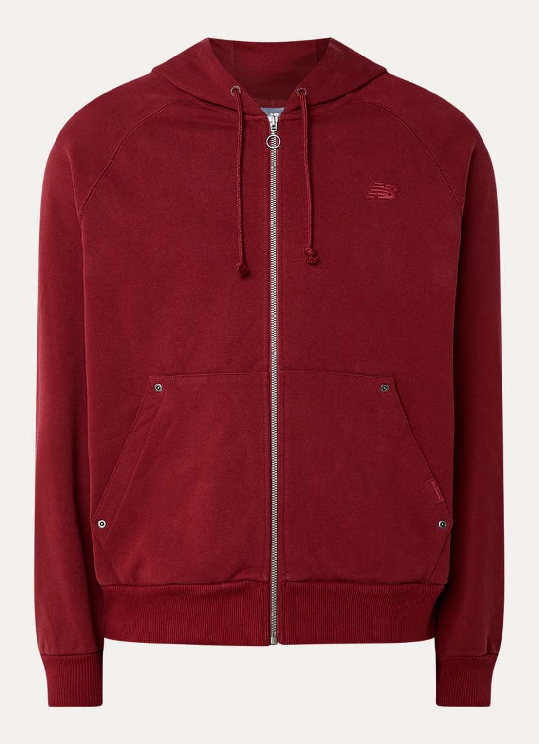 New Balance Hoodie met logoborduring en steekzakken - voorkant rood