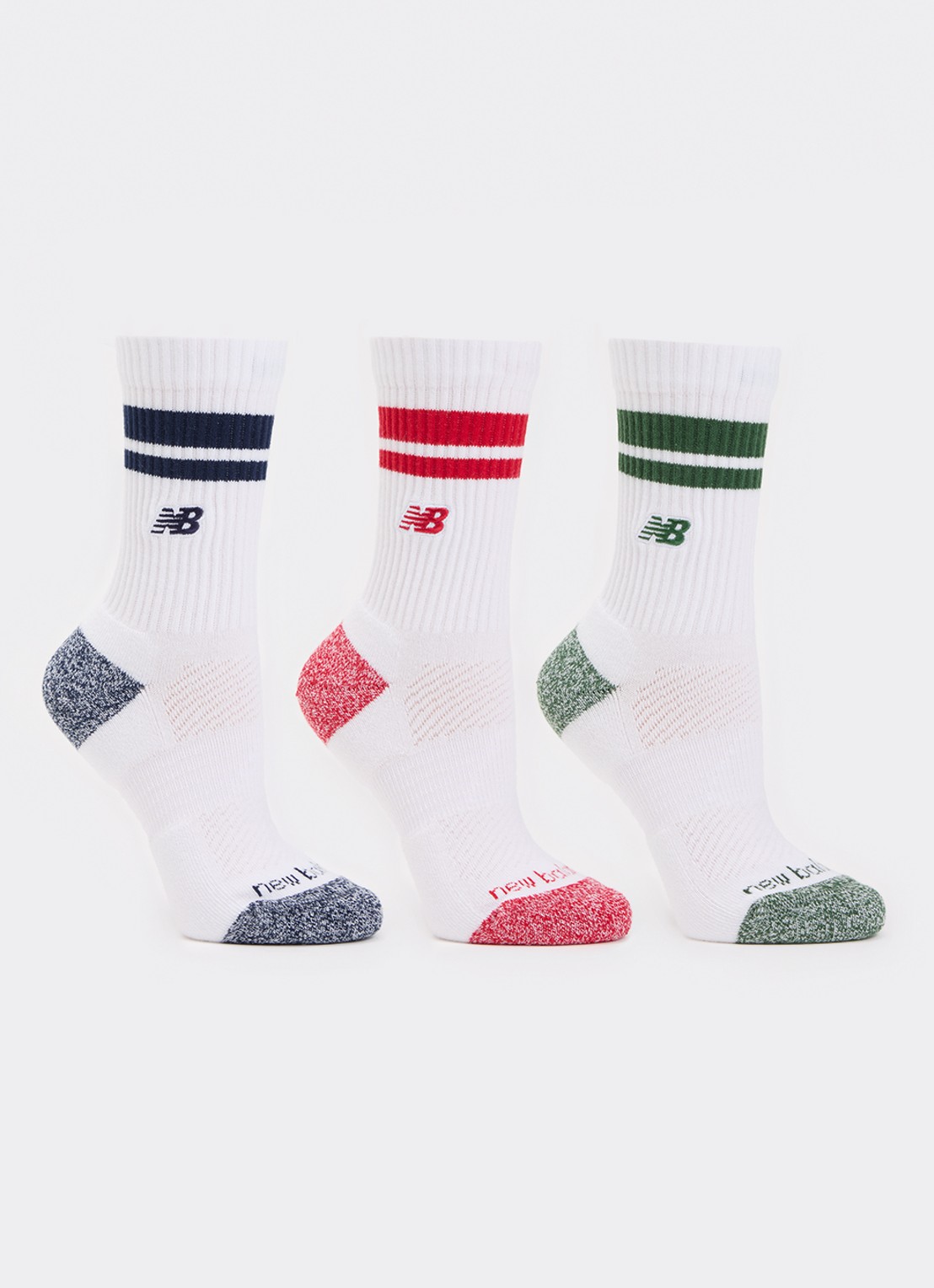 New Balance Lifestyle Crew sokken met logo in 3-pack - voorkant groen