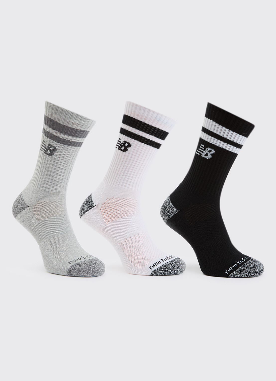 New Balance Lifestyle Crew sokken met logo in 3-pack - voorkant 2 multicolor