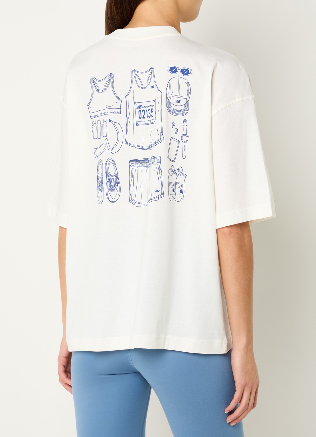 New Balance Sea salt T-shirt met print - achterkant gebroken wit