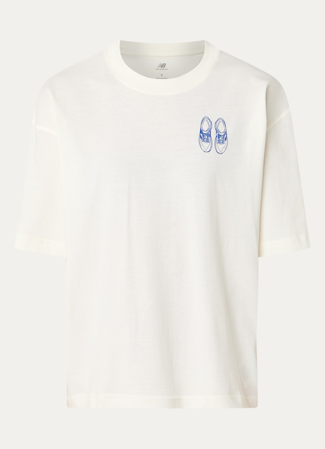 New Balance Sea salt T-shirt met print - voorkant 2 gebroken wit