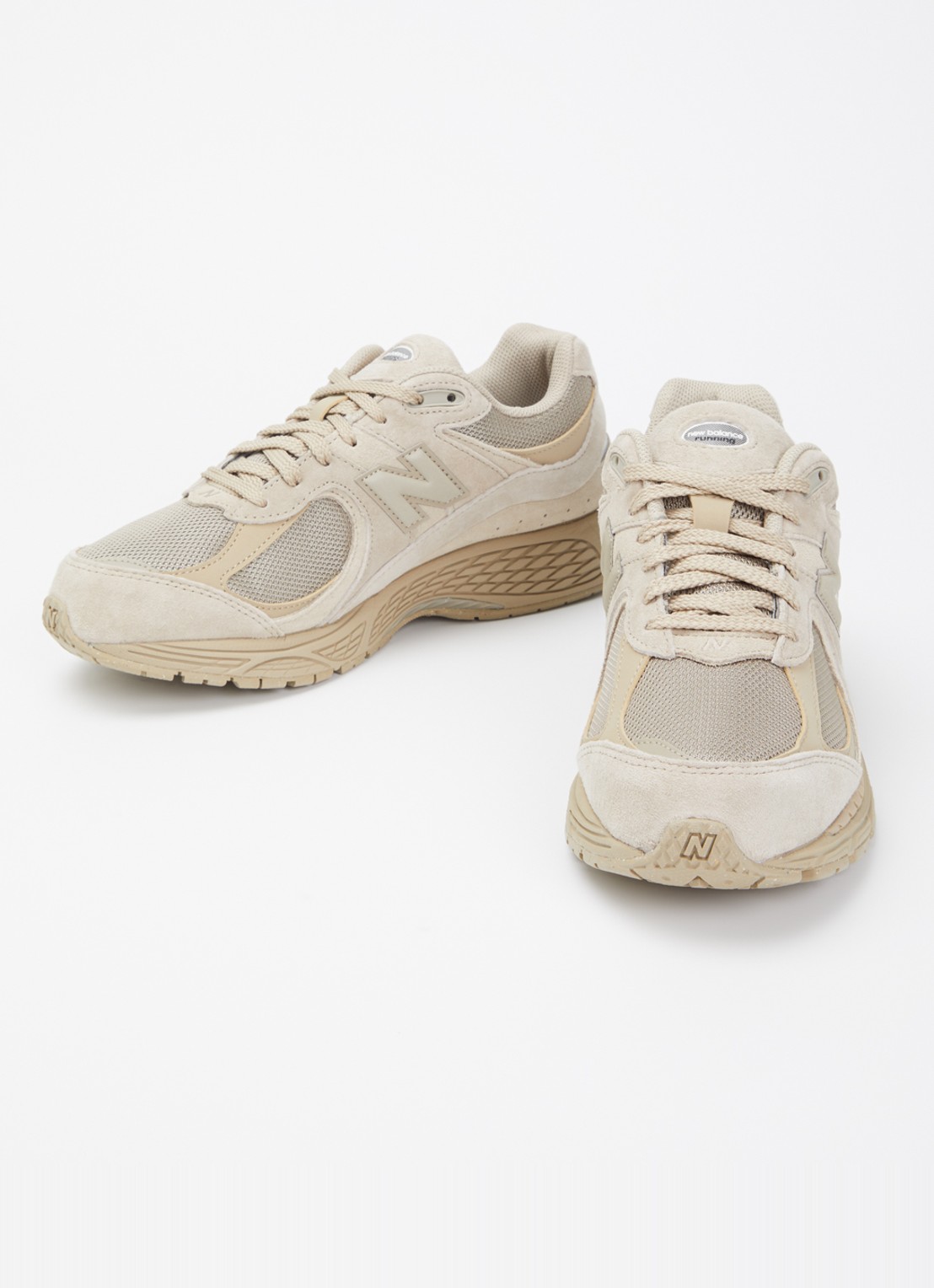 New Balance Sneaker van mesh met details van suède - detail donkerbeige