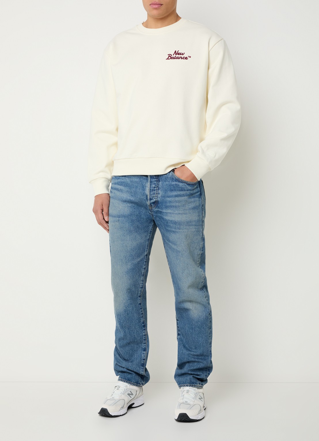 New Balance Sweater met logo - voorkant 3 creme