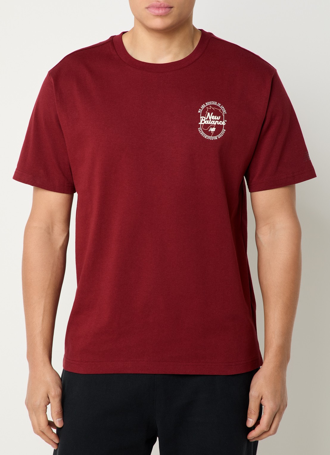 New Balance T-shirt met logo - detail bordeauxrood