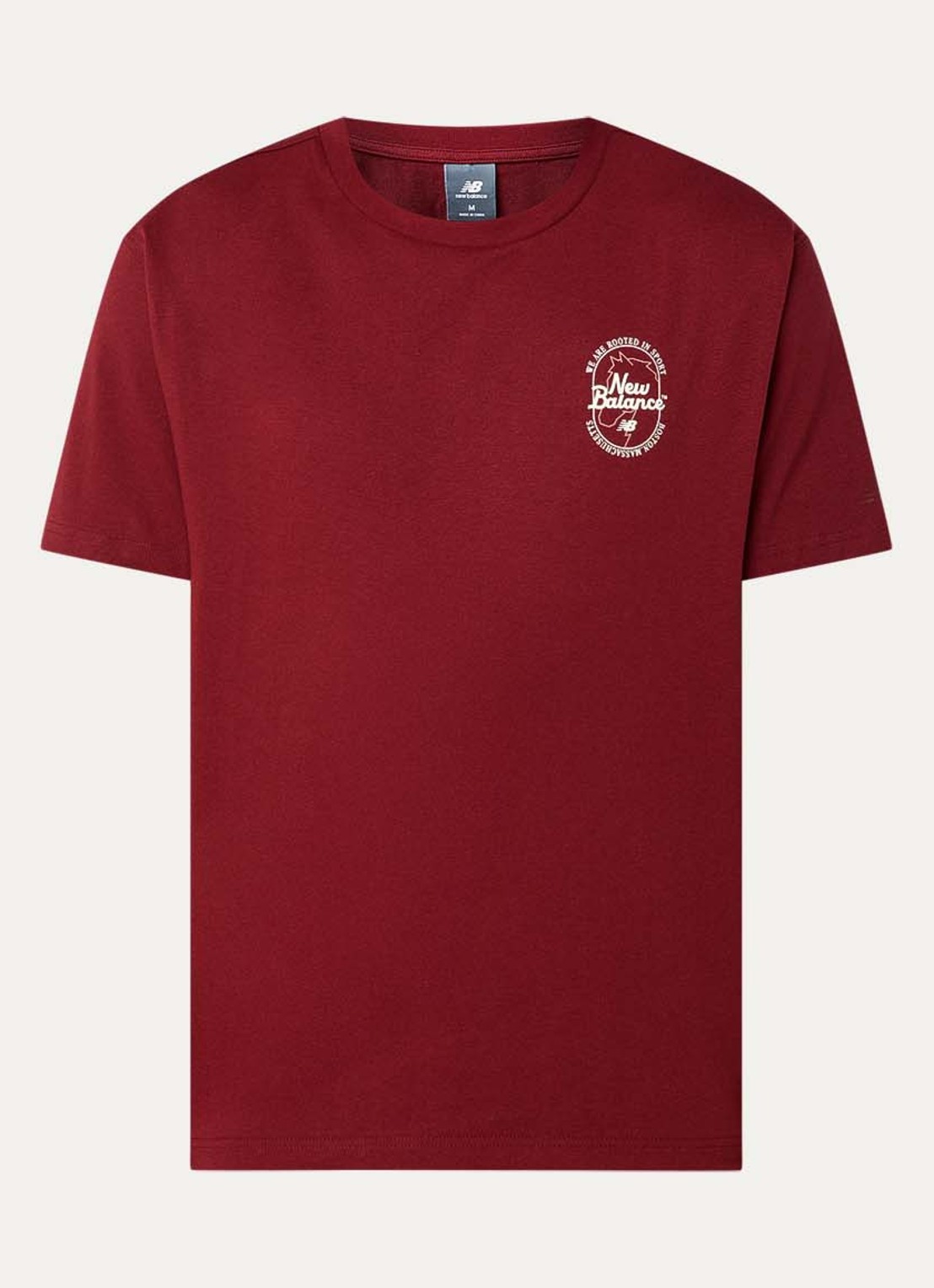 New Balance T-shirt met logo - voorkant 2 bordeauxrood