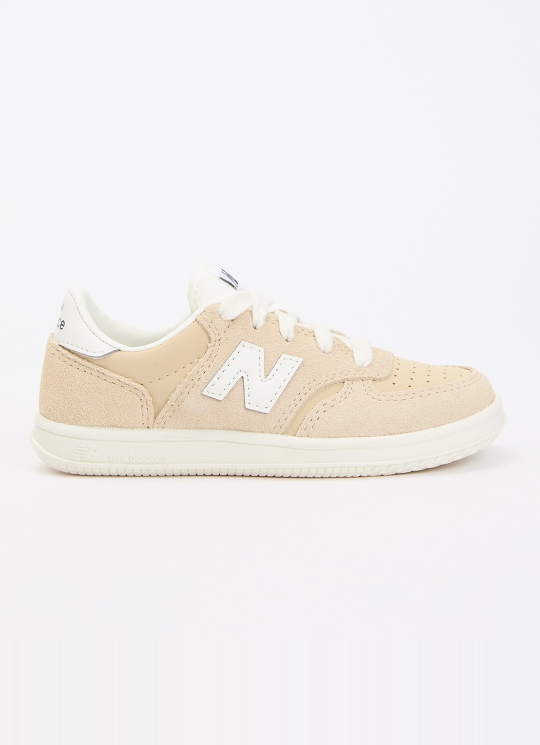 New Balance T500 sneaker van suède - voorkant 3 beige