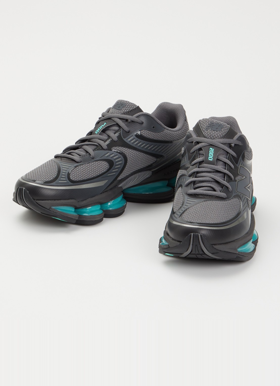 New Balance U20027 sneaker van mesh met logo - detail 3 middengrijs