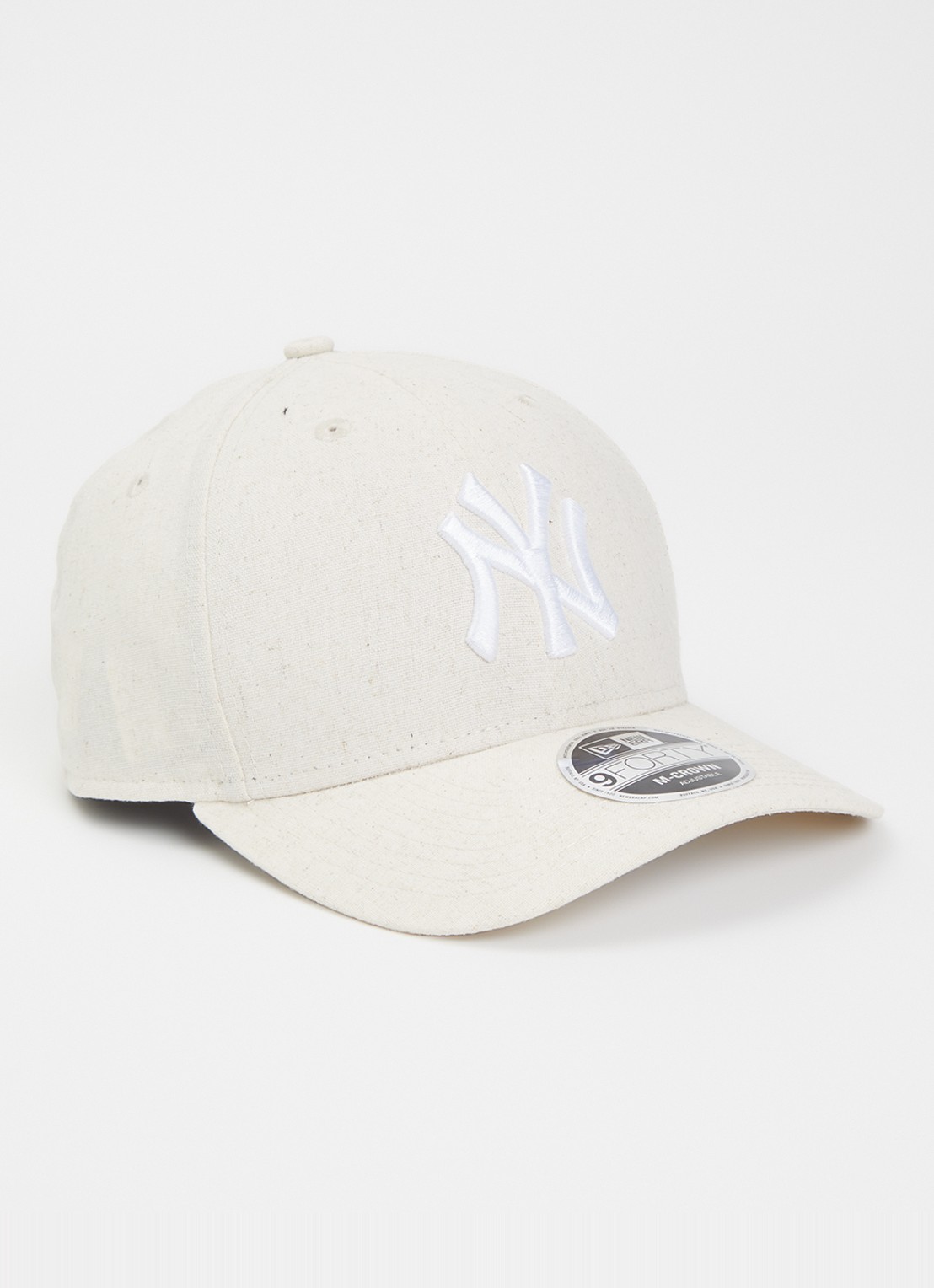 New Era 9Forty pet in linnenblend met logoborduring - voorkant 2 creme