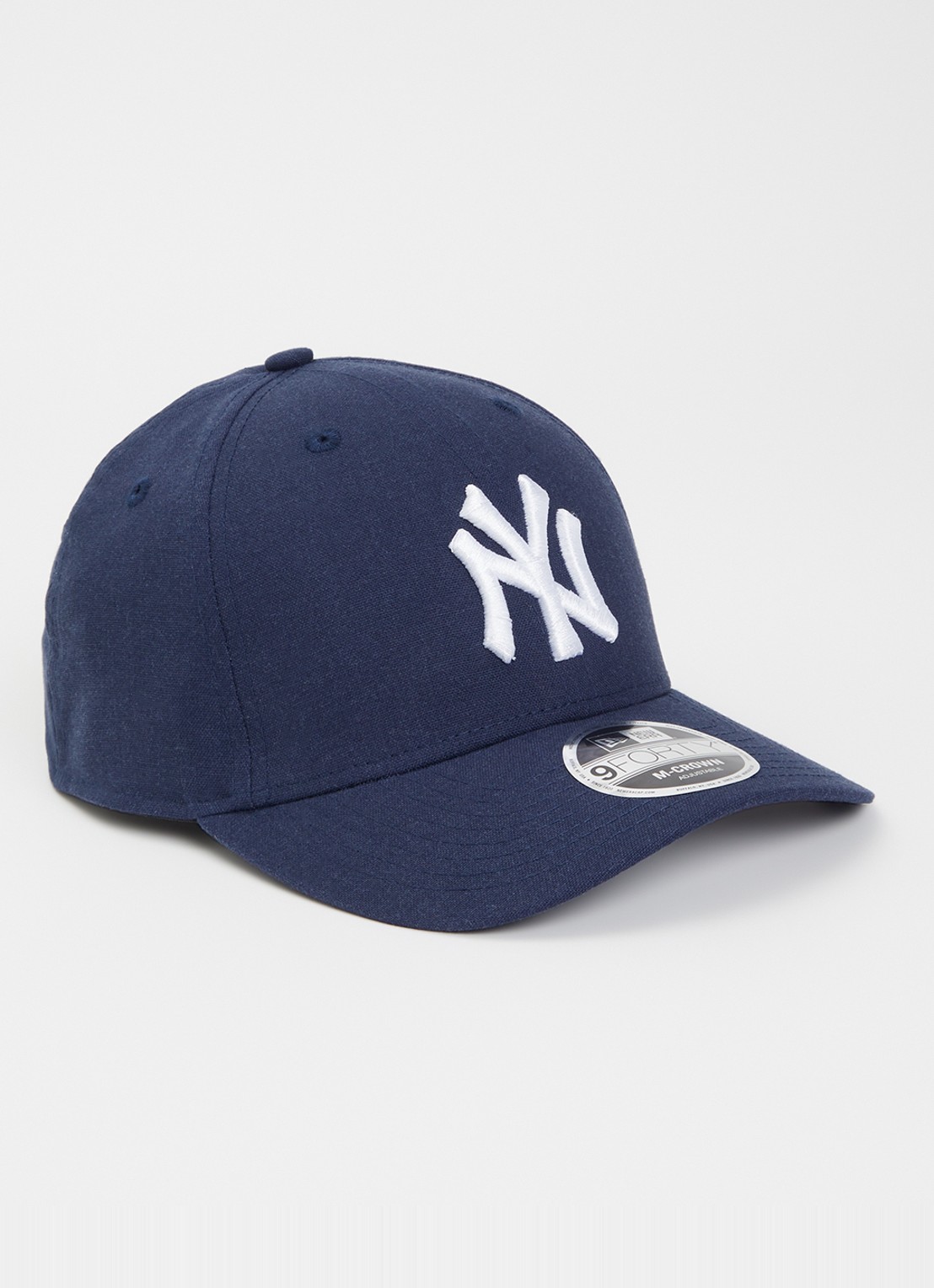 New Era 9Forty pet in linnenblend met logoborduring - voorkant 2 donkerblauw