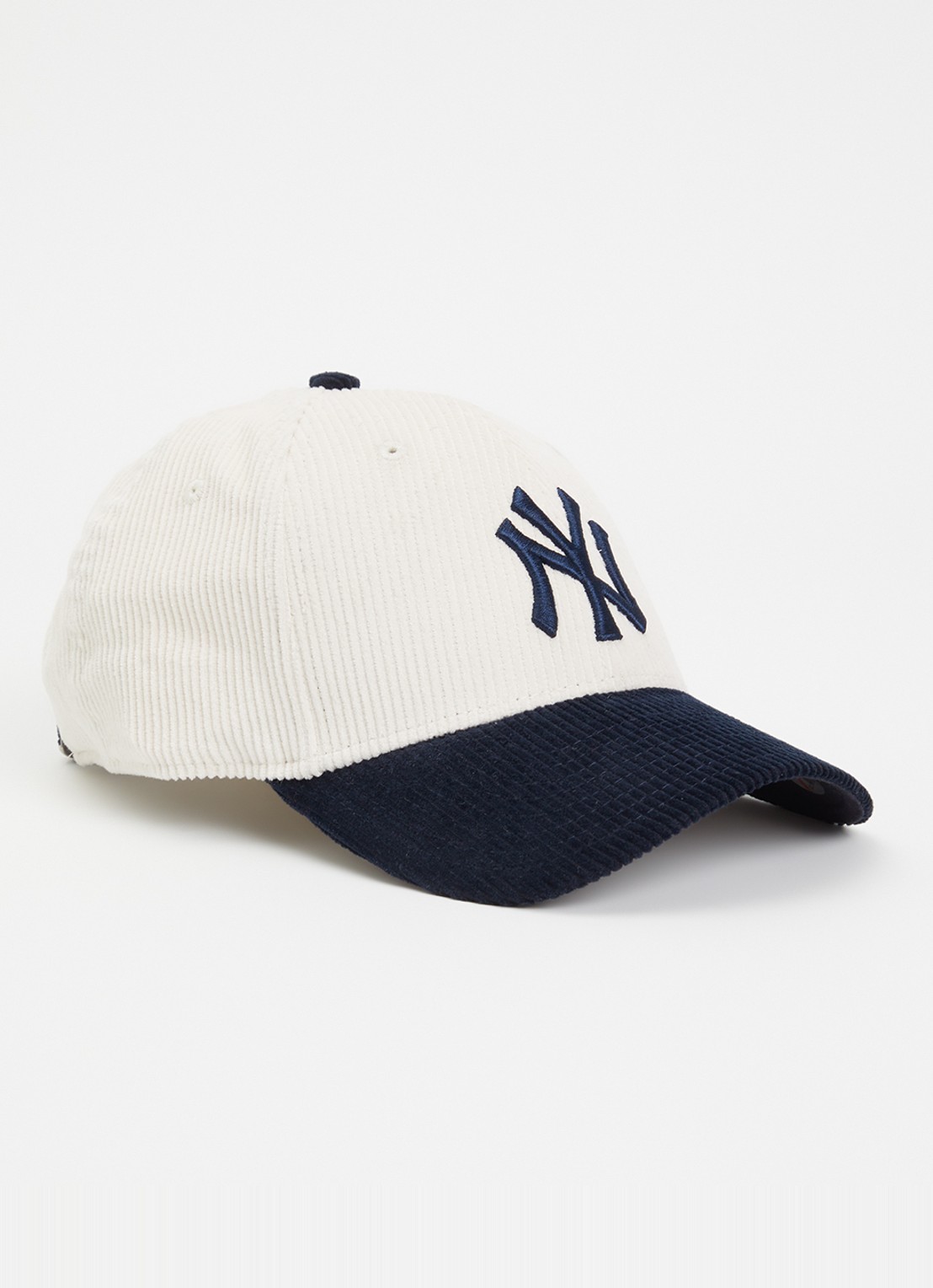 New Era Pet van corduroy met logoborduring  - voorkant 2 donkerblauw