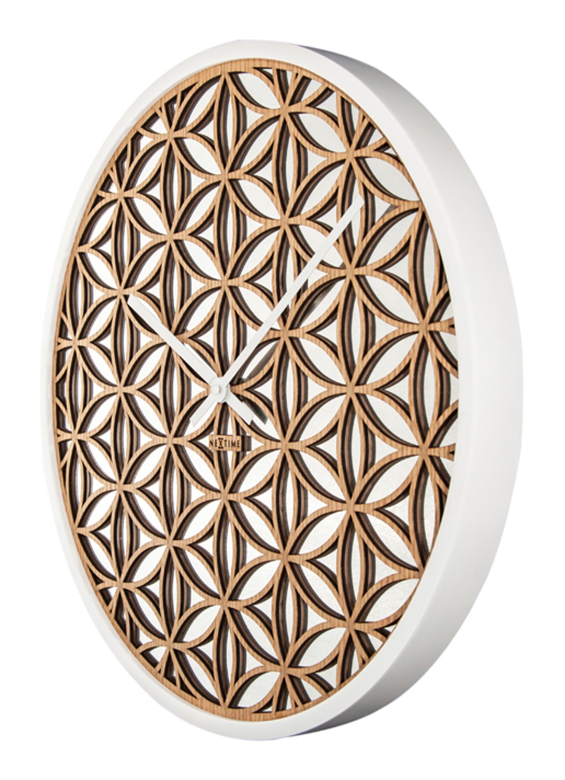NeXtime Bella Mirror wandklok 50 cm - detail beige
