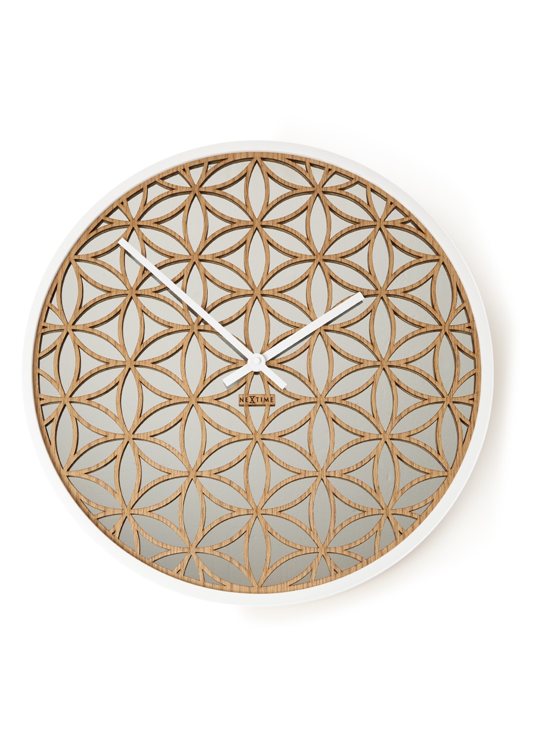 NeXtime Bella Mirror wandklok 50 cm - voorkant 6 beige