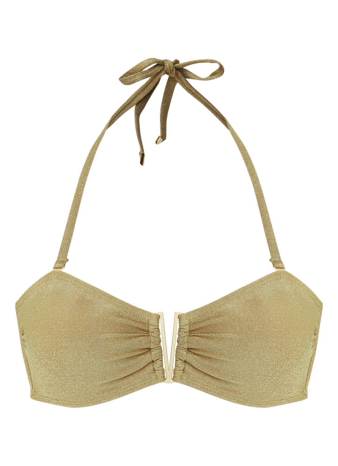 Nice bandeau bikinitop met lurex - voorkant 2 khaki