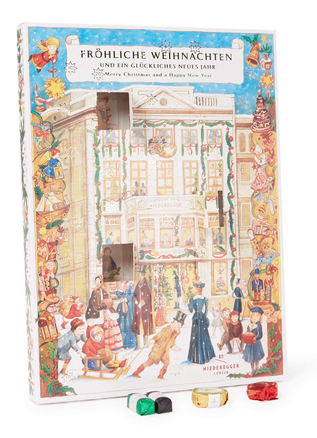 Niederegger Café Niederegger adventskalender met marsepein en chocolade 43 stuks - voorkant undefined
