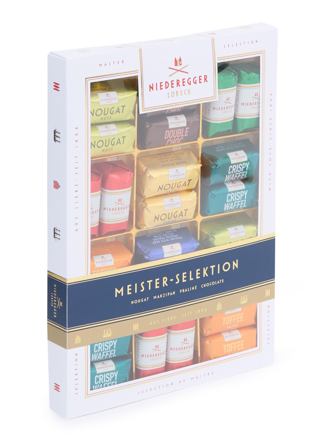 Niederegger Meester Selectie chocolade bonbons 24 stuks - voorkant 2 wit