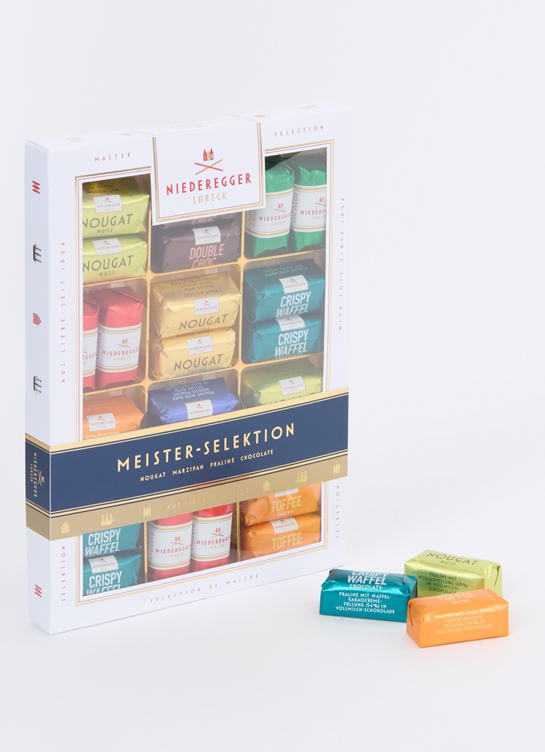Niederegger Meester Selectie chocolade bonbons 24 stuks - voorkant 3 wit