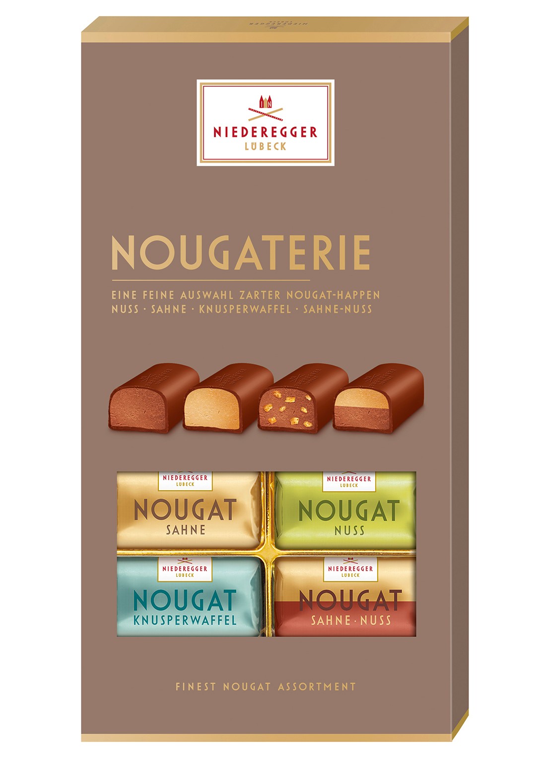 Niederegger Nougateri melkchocolade pralines 200 gram - voorkant undefined