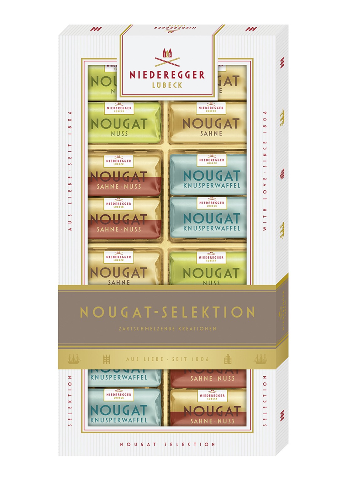 Niederegger Nougateri melkchocolade pralines 200 gram - voorkant undefined