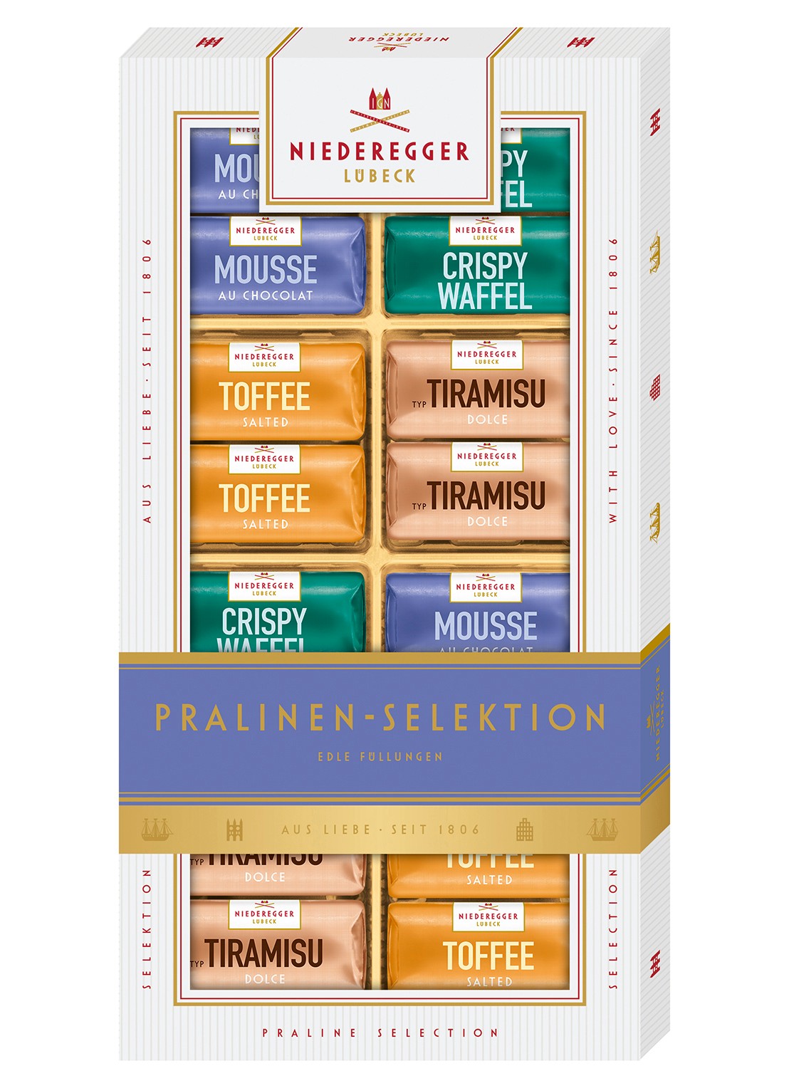 Niederegger Selectie pralinen 200 gram - voorkant beige