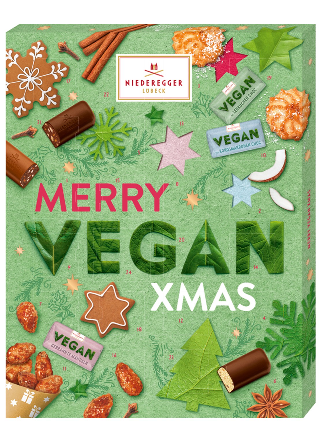 Niederegger Vegan adventskalender 300 gram - 24 dagen - voorkant undefined