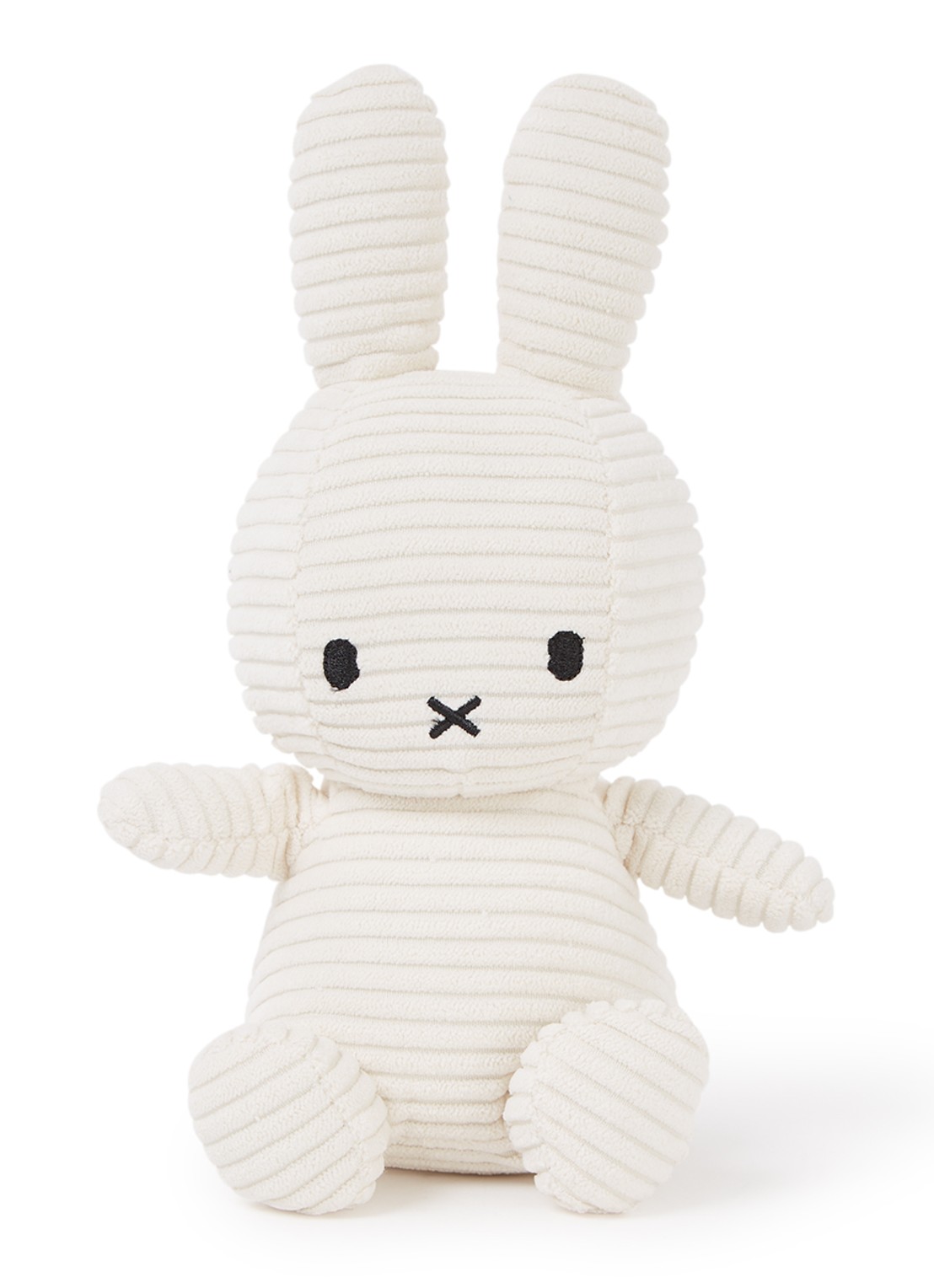 Nijntje Miffy knuffel van corduroy 23 cm - voorkant gebroken wit
