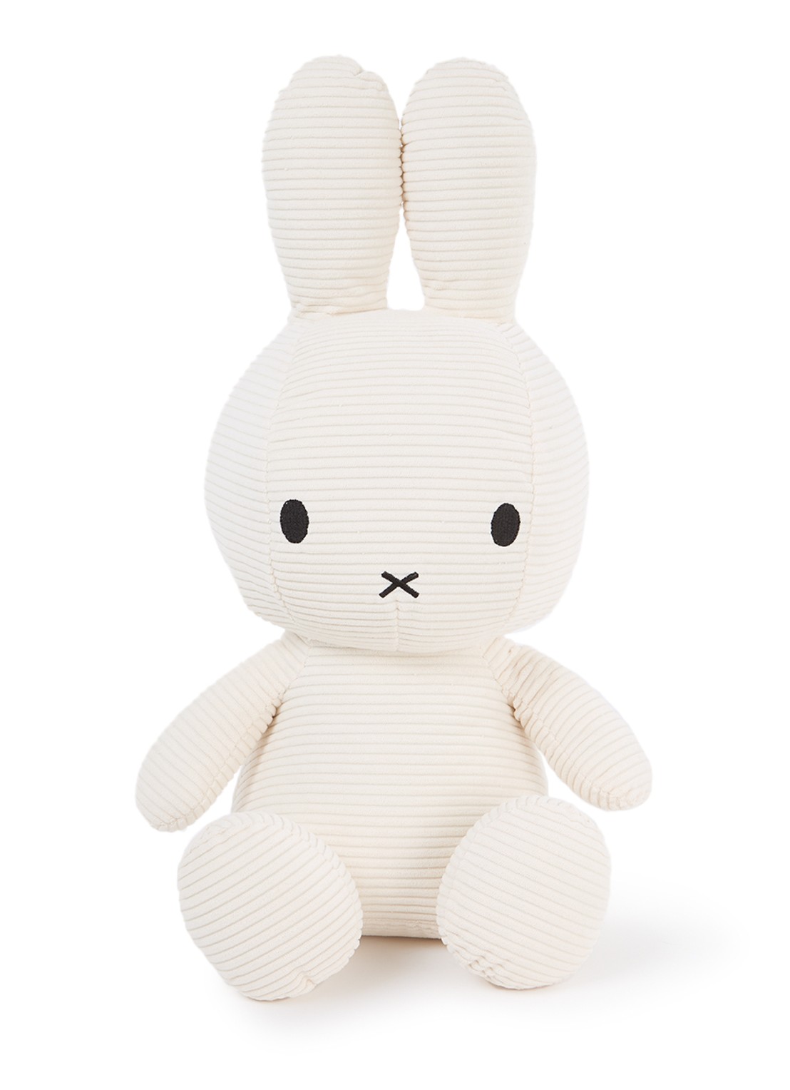 Nijntje Miffy knuffel van corduroy 23 cm - voorkant 3 gebroken wit
