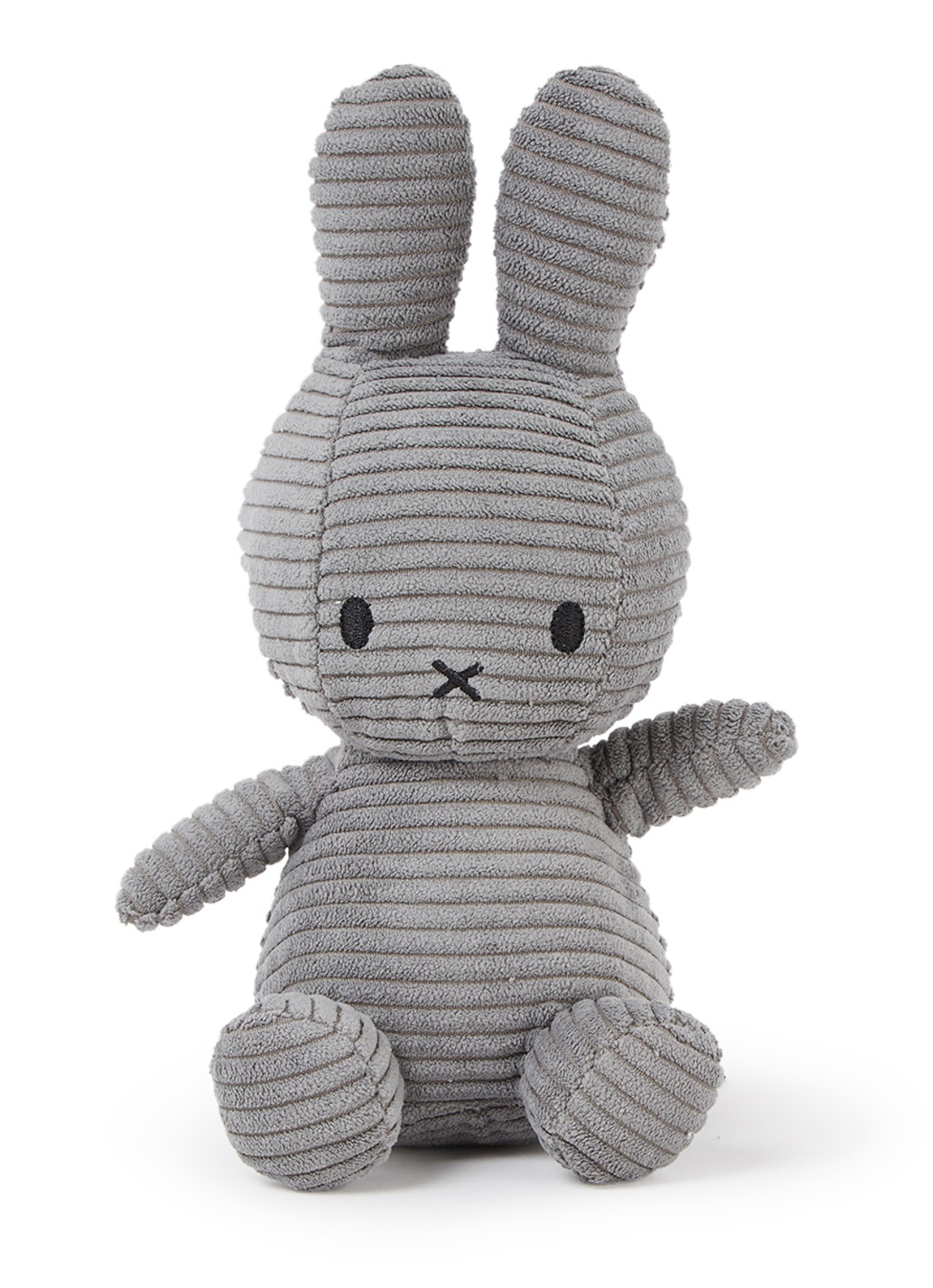 Nijntje Miffy knuffel van corduroy 23 cm - voorkant grijs