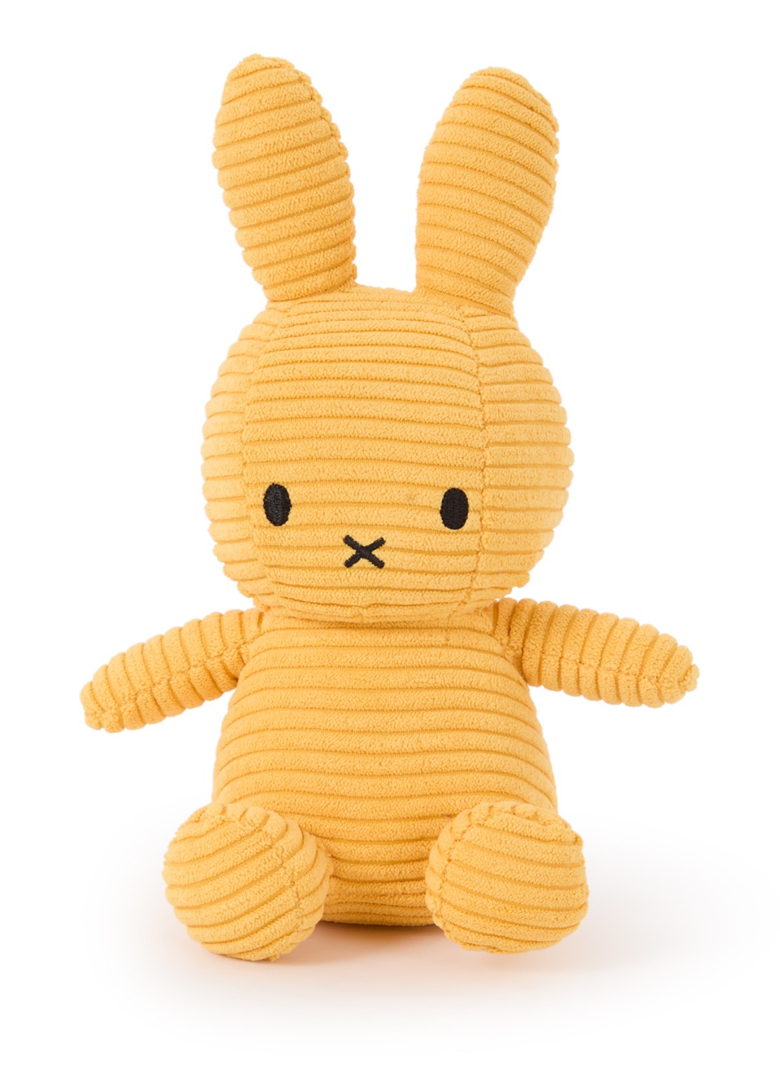 Nijntje Miffy knuffel van corduroy 23 cm - voorkant geel