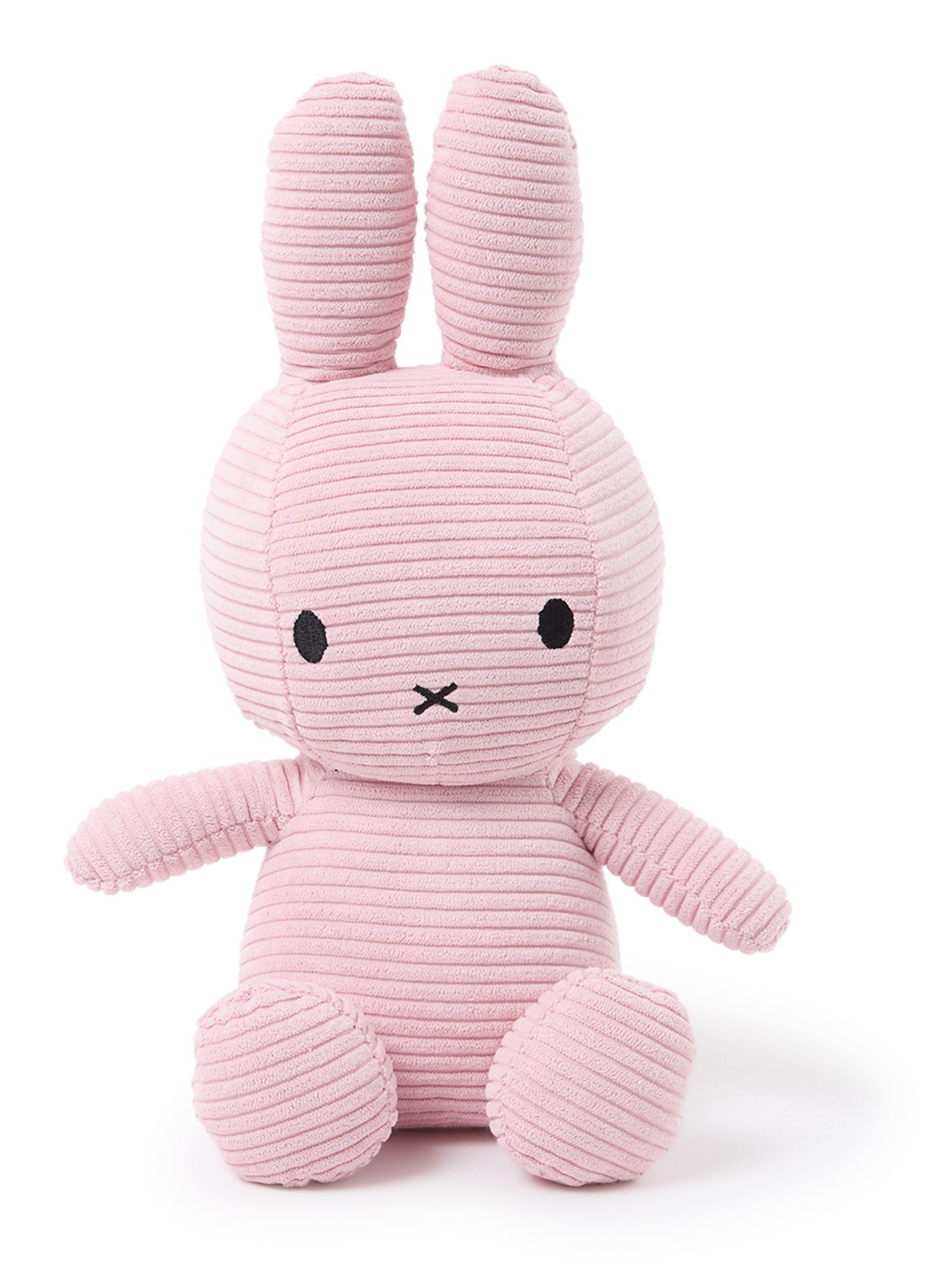Nijntje Miffy knuffel van corduroy 23 cm - voorkant 3 lichtroze