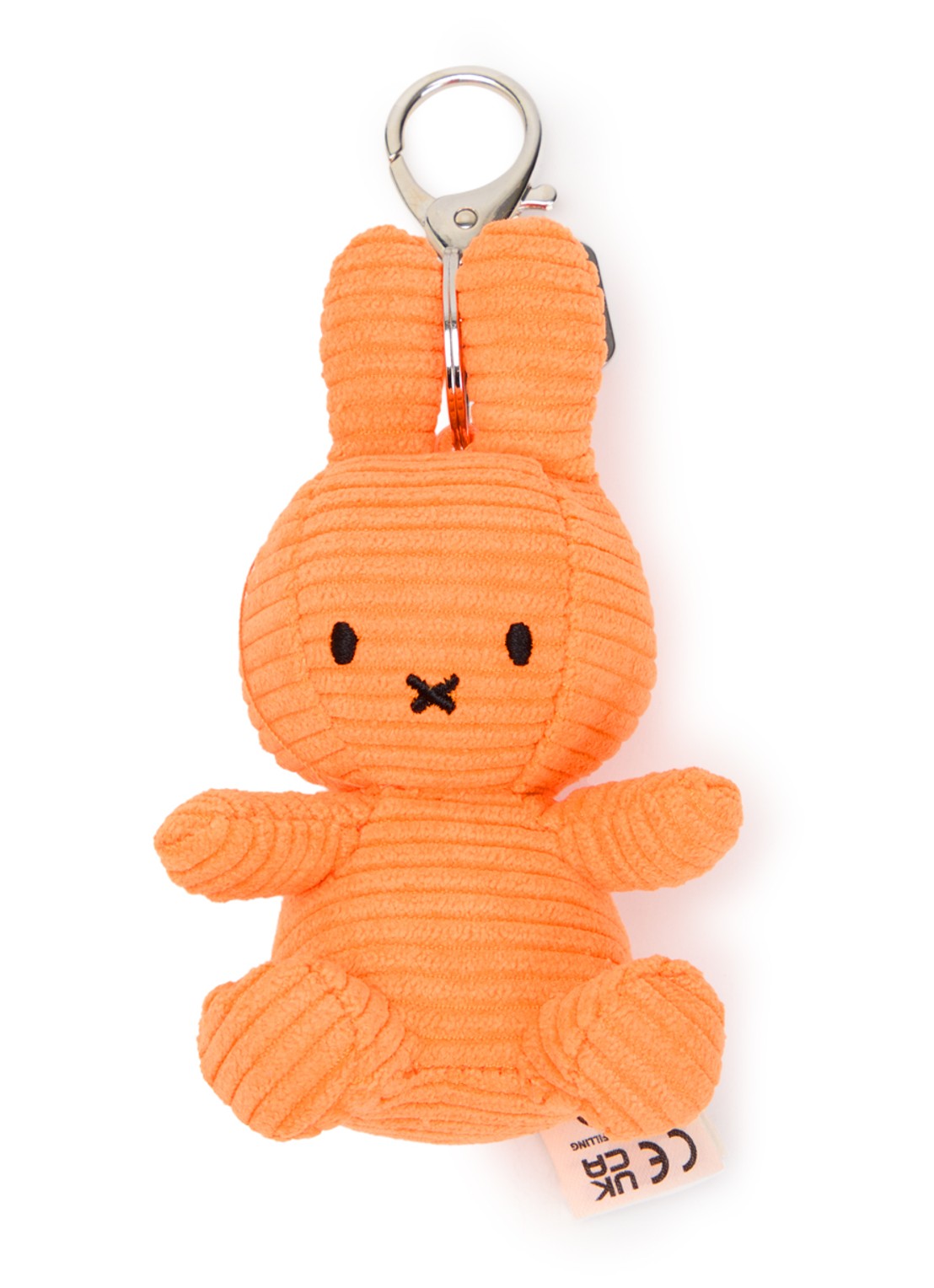 Nijntje Miffy sleutelhanger van corduroy 10 cm   - voorkant orange