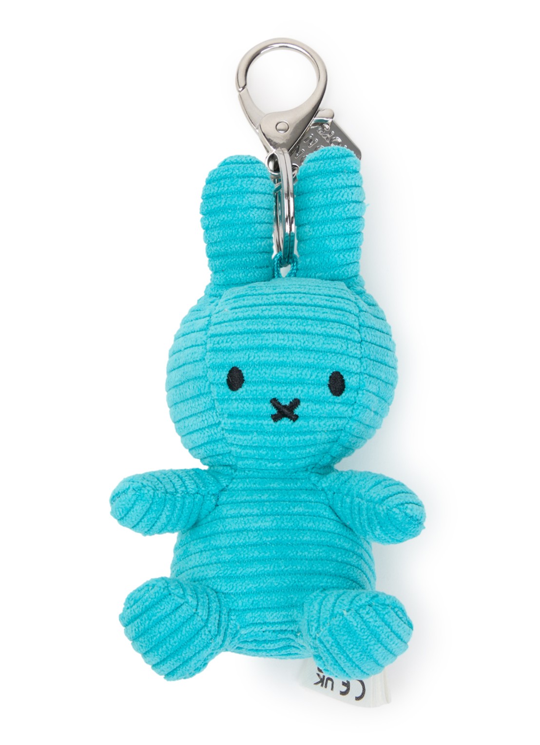 Nijntje Miffy sleutelhanger van corduroy 10 cm   - voorkant blauw