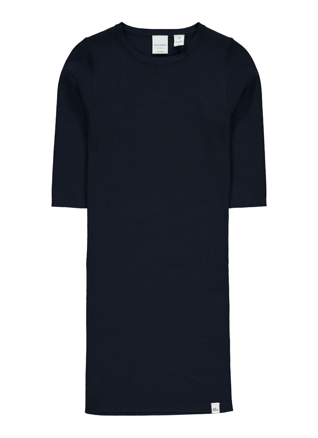 NIK&NIK Jolie jurk met driekwart mouw - voorkant 2 donkerblauw