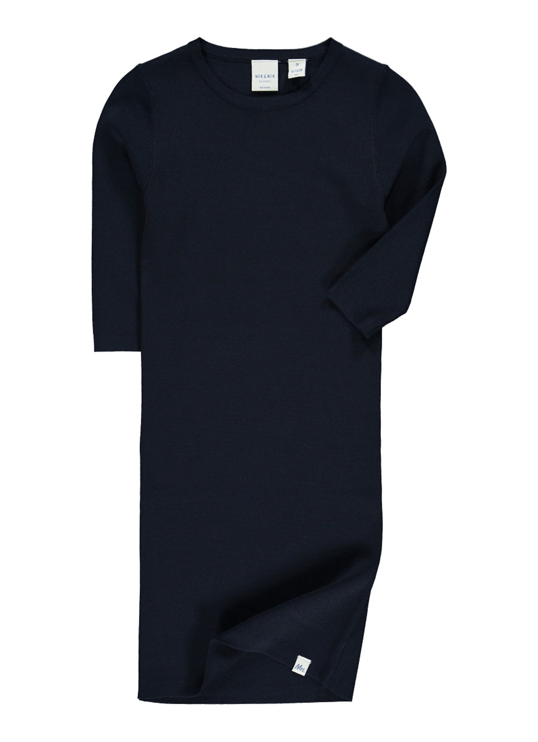NIK&NIK Jolie jurk met driekwart mouw - voorkant 3 donkerblauw