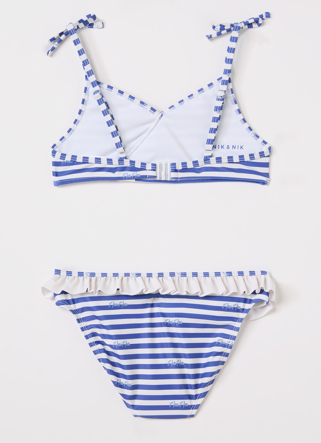 NIK&NIK Liva bikiniset met streepprint - voorkant 2 blauw