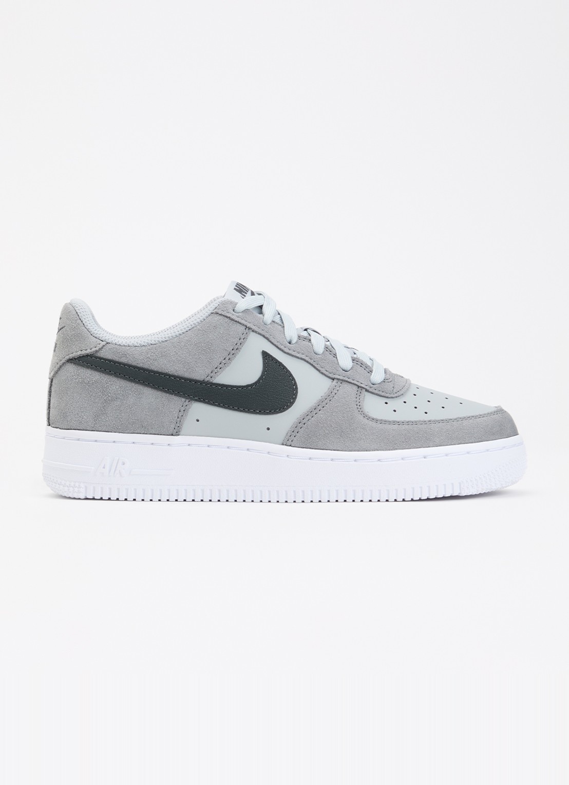 Nike Air Force 1 sneaker van suède met leren details - voorkant grijsmele