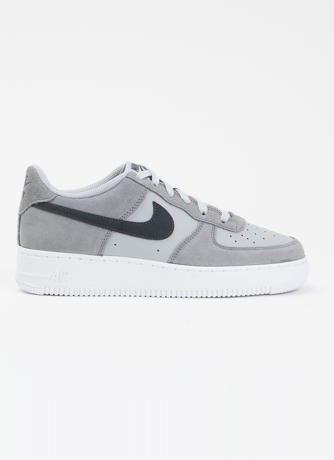 Nike Air Force 1 sneaker van suède met leren details - voorkant 2 grijs