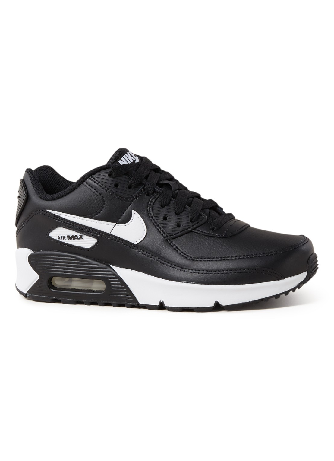 Nike Air Max 90 sneaker met leren details - voorkant zwart