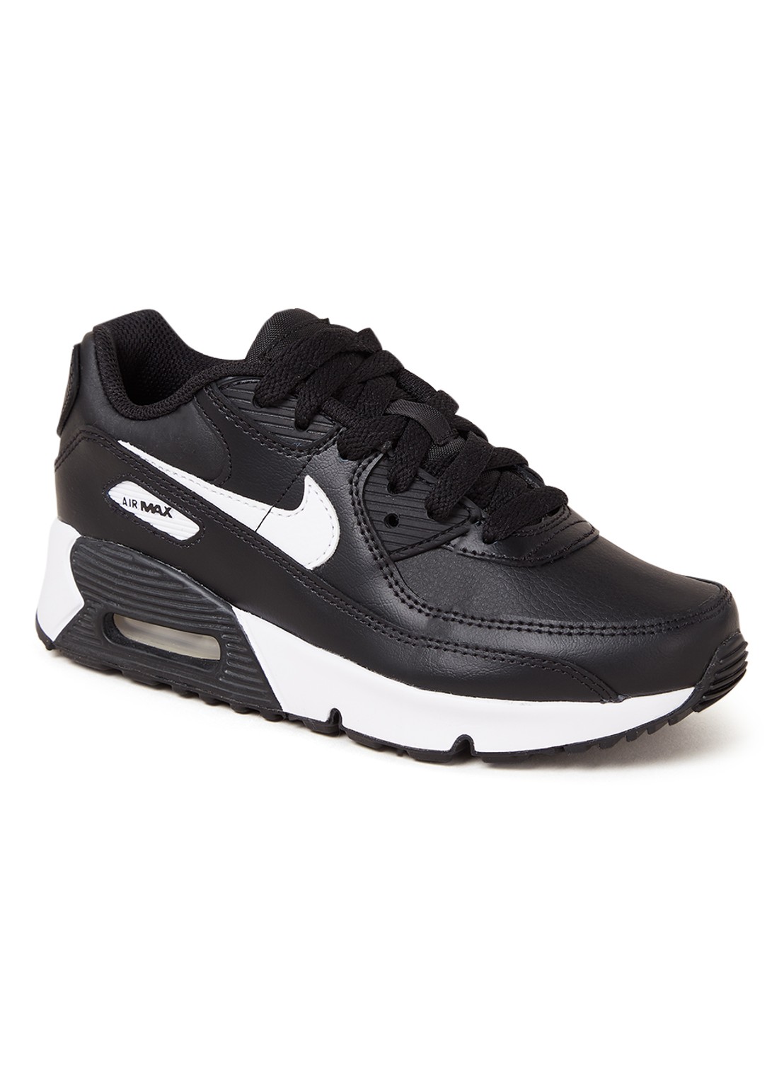 Nike Air Max 90 sneaker van leer - voorkant 4 zwart